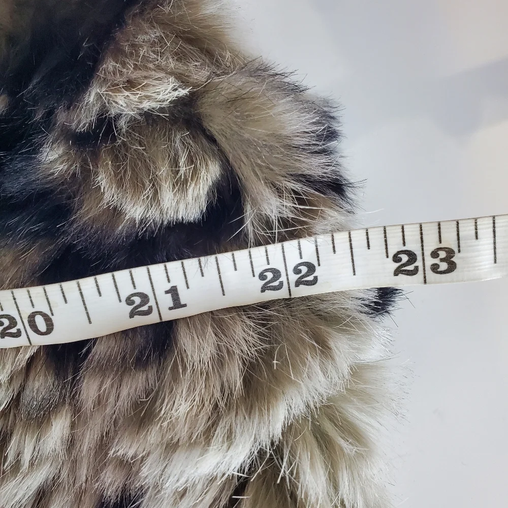 Alice + Olivia India Real Rabbit Fur Cascade Vest in Grey & Black Size Medium